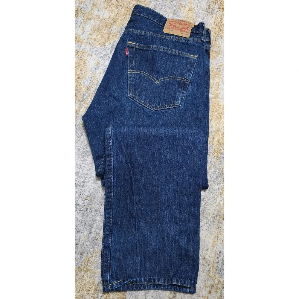 Levi's Men's 501 Dark Blue Wash 100% Cotton Jeans Straight Leg Size 36 X 29